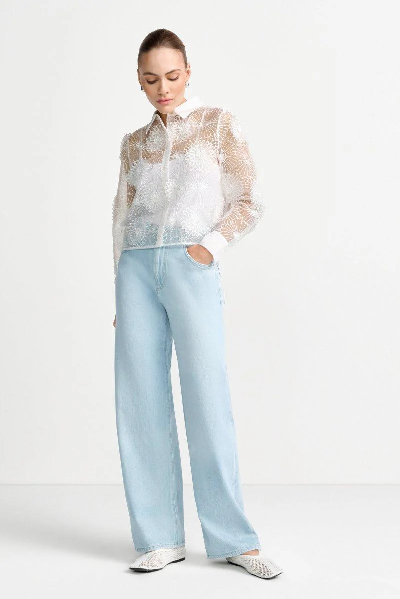 Hellblaue Wide-Leg-Jeans