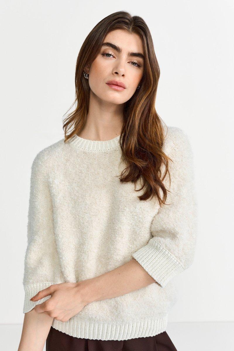 Bouclé-Pullover mit Halbarm