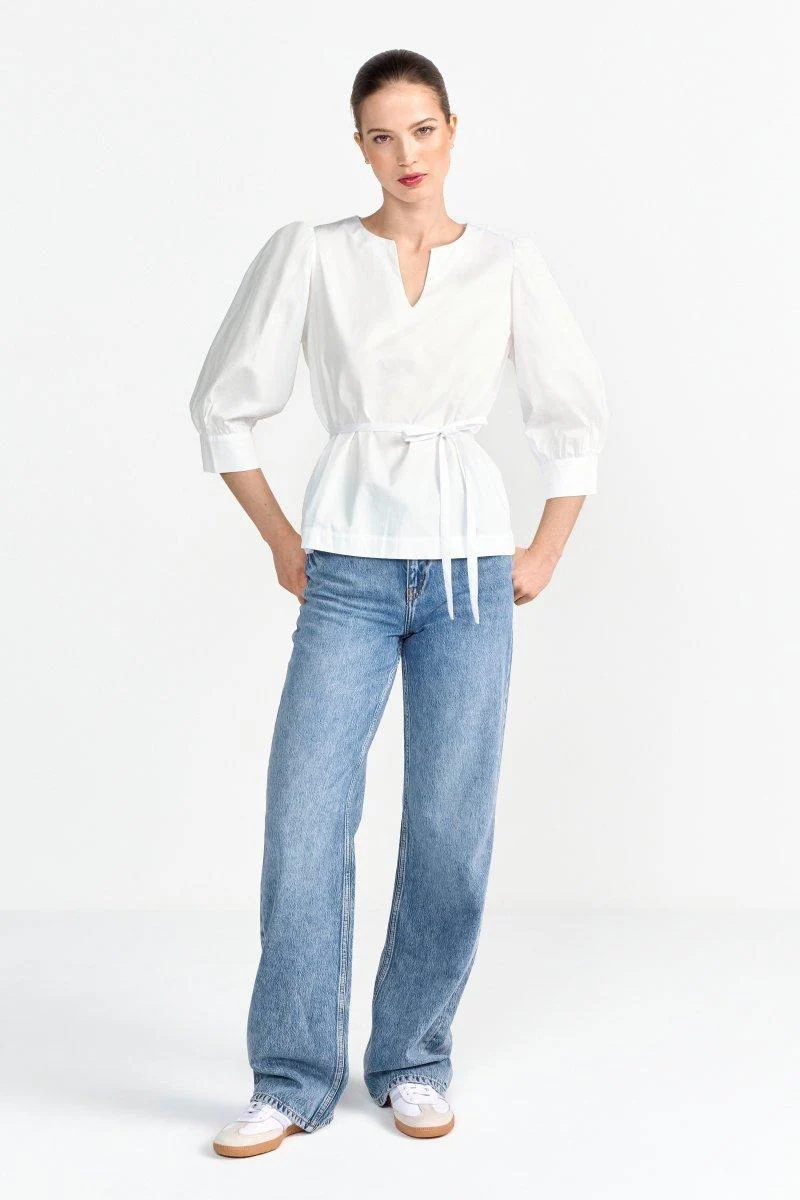 Weiße Bluse mit Puffärmeln - Image 3