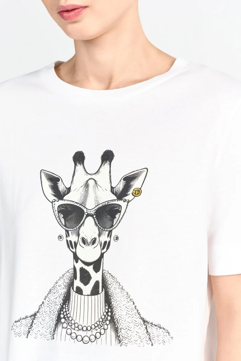 T-Shirt mit Print und Strass - Image 5