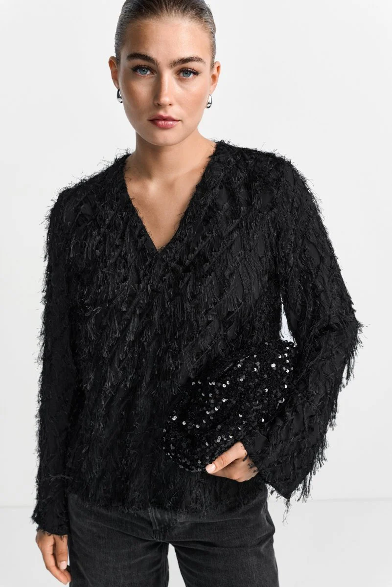 Festliche Bluse mit V-Ausschnitt