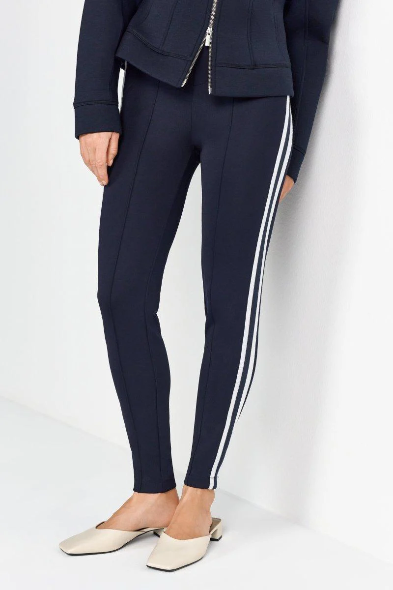 Dunkelblaue Stretchhose mit Seitenstreifen - Image 2