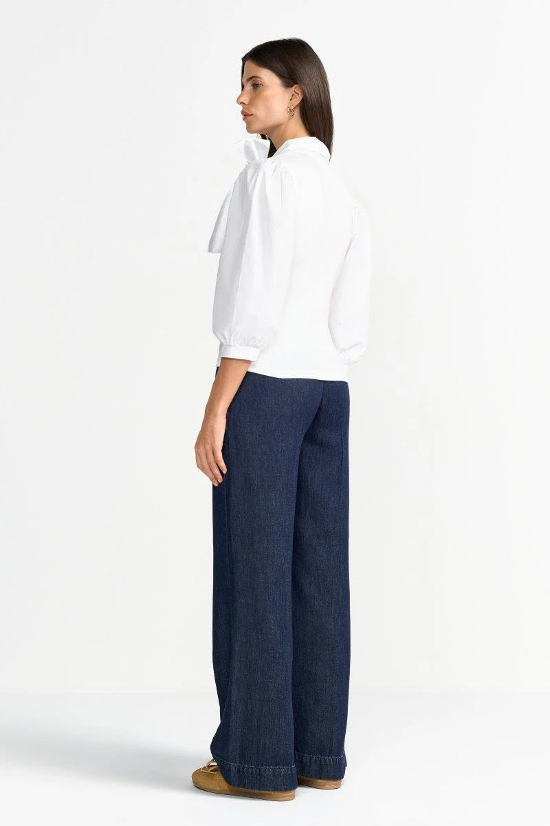 Bluse mit Puffärmeln und Schleife - Image 4