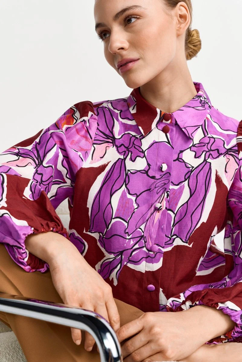 Statement-Bluse aus Leinen-Mix