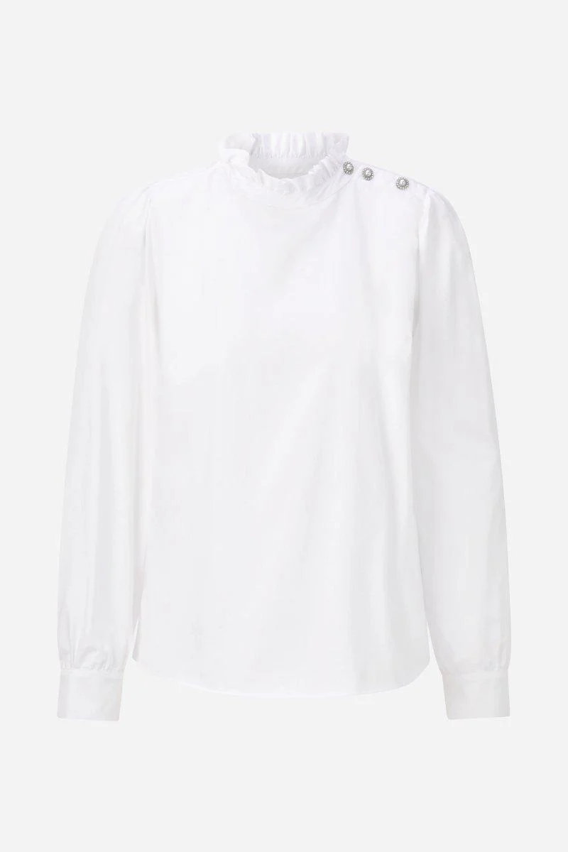 Weiße Bluse mit Rüschenkragen - Image 2