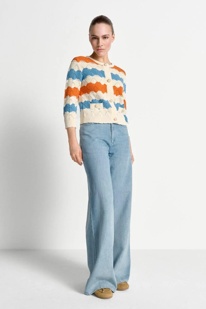 Bunter Ajourstrick-Cardigan