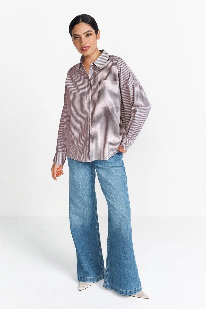 Gestreifte Oversize-Hemdbluse - Image 3