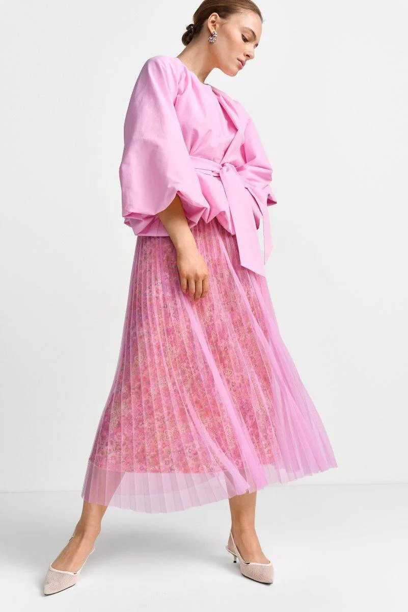 Midi-Plisseerock mit Blumenprint